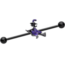 Load image into Gallery viewer, 14G Blue Black Spooky Halloween Witch Industrial Barbell 38mm