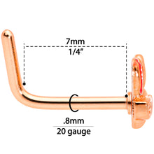 Load image into Gallery viewer, 20G 5/16 Pink Rose Gold Tone Nerdy Easter Bunny L Shaped Nose Ring
