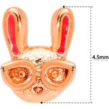 Load image into Gallery viewer, 22G 5/16 Pink Rose Gold Tone Nerdy Easter Bunny L Shaped Nose Ring