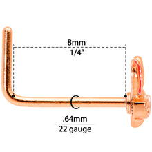 Load image into Gallery viewer, 22G 5/16 Pink Rose Gold Tone Nerdy Easter Bunny L Shaped Nose Ring