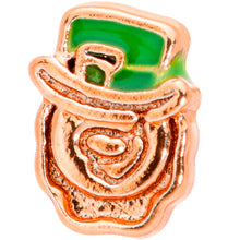 Load image into Gallery viewer, 18G 5/16 Green Rose Gold Tone Lucky Leprechaun L Shaped Nose Ring