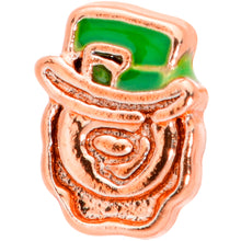 Load image into Gallery viewer, 22G 5/16 Green Rose Gold Tone Lucky Leprechaun L Shaped Nose Ring
