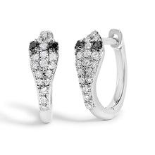 Load image into Gallery viewer, 10K White Gold 1/5 Cttw Diamond Snake Eyes Huggy Hoop Earrings