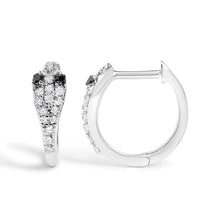 Load image into Gallery viewer, 10K White Gold 1/5 Cttw Diamond Snake Eyes Huggy Hoop Earrings