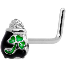 Load image into Gallery viewer, 20G 5/16 St Patricks Day Pot O Gold L Shaped Nose Ring