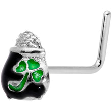 Load image into Gallery viewer, 22G 5/16 St Patricks Day Pot O Gold L Shaped Nose Ring