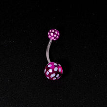 Load image into Gallery viewer, Purple White Polka Dot UV Reactive Acrylic Ball Belly Ring