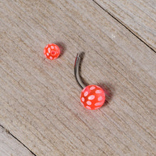 Load image into Gallery viewer, Pink White Polka Dot UV Reactive Acrylic Ball Belly Ring