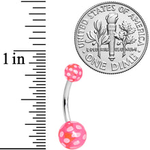 Load image into Gallery viewer, Pink White Polka Dot UV Reactive Acrylic Ball Belly Ring