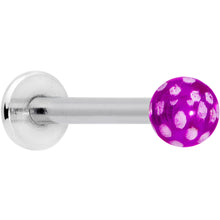 Load image into Gallery viewer, 16G 1/4 Purple Polka Dot UV Reactive Acrylic Ball Labret Tragus