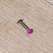Load image into Gallery viewer, 16G 1/4 Purple Polka Dot UV Reactive Acrylic Ball Labret Tragus