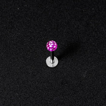 Load image into Gallery viewer, 16G 1/4 Purple Polka Dot UV Reactive Acrylic Ball Labret Tragus