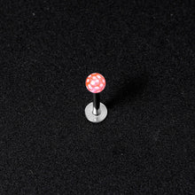 Load image into Gallery viewer, 16G 1/4 Pink Polka Dot UV Reactive Acrylic Ball Labret Tragus