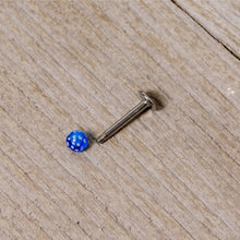 Load image into Gallery viewer, 16G 1/4 Blue Polka Dot UV Reactive Acrylic Ball Labret Tragus