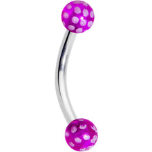 Load image into Gallery viewer, 16G 5/16 Purple Polka Dot UV Reactive Acrylic Ball Curved Barbell