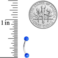 Load image into Gallery viewer, 16G 5/16 Blue Polka Dot UV Reactive Acrylic Ball Curved Barbell