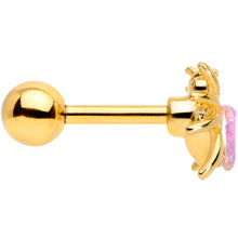 Load image into Gallery viewer, 16G 1/4 Aurora Gem Gold Tone Heart Spider Cartilage Tragus