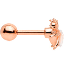 Load image into Gallery viewer, 16G 1/4 Clear Gem Rose Gold Tone Heart Spider Cartilage Tragus