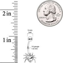 Load image into Gallery viewer, Clear Gem Halloween Heart Spider Belly Ring