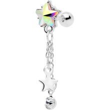 Load image into Gallery viewer, 16G 1/4 Aurora Clear Gem Star Dangle Cartilage