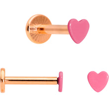Load image into Gallery viewer, Pink Star Rose Gold Tone Glow Internal Threaded Labret Tragus Set of 3