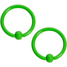 Load image into Gallery viewer, 16G 3/8 Green Glow in the Dark BCR Captive Ring Set