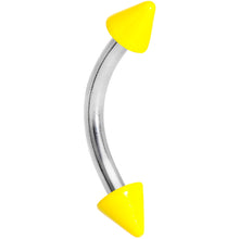 Load image into Gallery viewer, 16G 5/16 Yellow Glow in the Dark Cone End Curved Eyebrow Ring