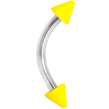 Load image into Gallery viewer, 16G 5/16 Yellow Glow in the Dark Cone End Curved Eyebrow Ring