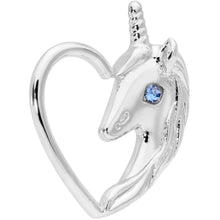Load image into Gallery viewer, 18G 5/16 Blue Gem Unicorn Left Heart Closure Ring