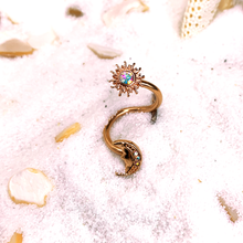 Load image into Gallery viewer, 14G 7/16 Aurora Gem Rose Gold Tone Moon Spiral Twister Belly Ring