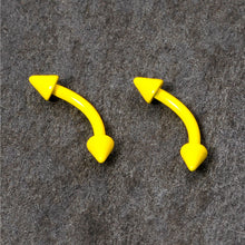 Load image into Gallery viewer, 16G 5/16 Yellow Glow in the Dark Cone End Curved Barbell Set of 2