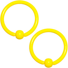 Load image into Gallery viewer, 16G 3/8 Yellow Glow in the Dark BCR Captive Ring Set of 2