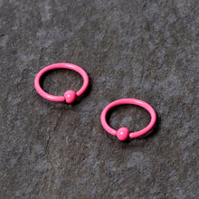 Load image into Gallery viewer, 16G 3/8 Pink Glow in the Dark BCR Captive Ring Set of 2