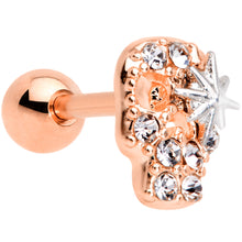 Load image into Gallery viewer, 16G 1/4 Clear Gem Rose Gold Tone Star Skull Cartilage Tragus