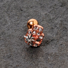 Load image into Gallery viewer, 16G 1/4 Clear Gem Rose Gold Tone Star Skull Cartilage Tragus