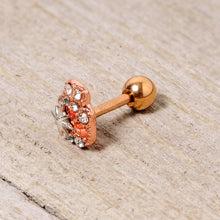 Load image into Gallery viewer, 16G 1/4 Clear Gem Rose Gold Tone Star Skull Cartilage Tragus