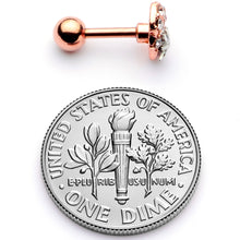 Load image into Gallery viewer, 16G 1/4 Clear Gem Rose Gold Tone Star Skull Cartilage Tragus