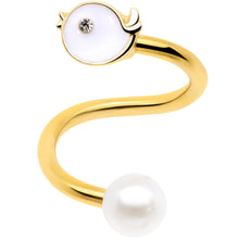 Load image into Gallery viewer, 14G 1/2 Clear Gem Gold Tone Bird Spiral Twister Belly Ring
