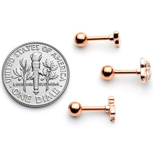 Load image into Gallery viewer, 16G 1/4 Clear Gem Rose Gold Tone Plated Valentine Cartilage Set