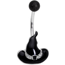 Load image into Gallery viewer, Clear Gem Black Halloween Witches Hat Belly Ring