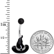 Load image into Gallery viewer, Clear Gem Black Halloween Witches Hat Belly Ring