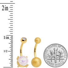 Load image into Gallery viewer, Clear Gem White Faux Opal Flower Gold Tone Belly Ring Set of 3
