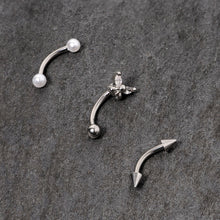Load image into Gallery viewer, 16G 5/16 Clear Gem Butterfly Curved Eyebrow Ring Set of 3