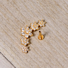 Load image into Gallery viewer, 16G 1/4 Clear CZ Gem Gold Tone Floral Internal Thread Labret