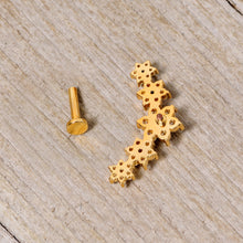 Load image into Gallery viewer, 16G 1/4 Clear CZ Gem Gold Tone Floral Internal Thread Labret