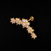 Load image into Gallery viewer, 16G 1/4 Clear CZ Gem Gold Tone Floral Internal Thread Labret