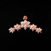 Load image into Gallery viewer, 16G 1/4 Clear CZ Gem Rose Gold Tone Floral Internal Thread Labret