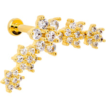 Load image into Gallery viewer, 16G 5/16 Clear CZ Gem Gold Tone Floral Internal Thread Labret