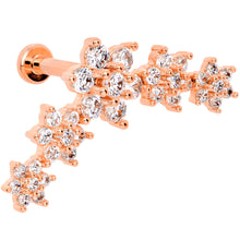 Load image into Gallery viewer, 16G 5/16 Clear CZ Rose Gold Tone Floral Internal Thread Labret