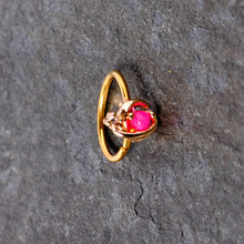 Load image into Gallery viewer, 20G 5/16 Clear CZ Gem Pink Faux Opal Gold Tone Planet Nose Hoop